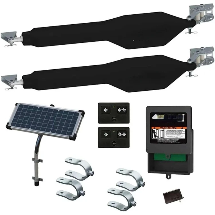 Kit de abridor de portão automático solar para portões giratórios de entrada de garagem com controle remoto de abridor de portão solar de longo alcance - modelo TDS2XP