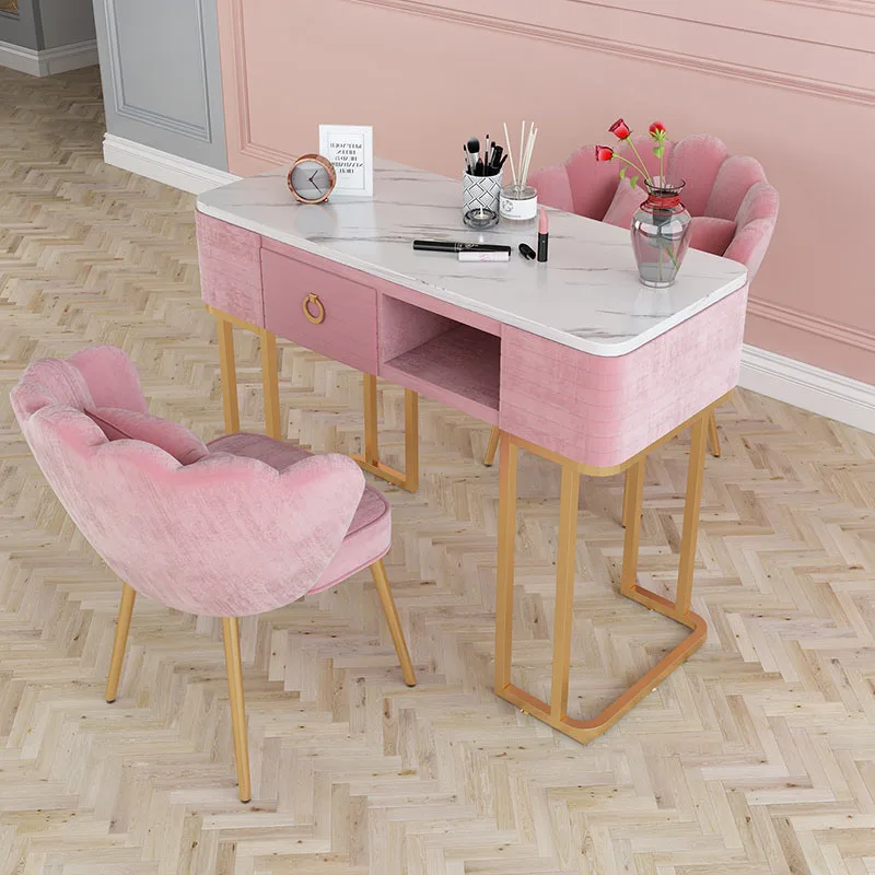 Modern Minimalist Nail Tables Manicure Shop Table and Chair Set Light Luxury Single Double Professional Manicure Table Chair U