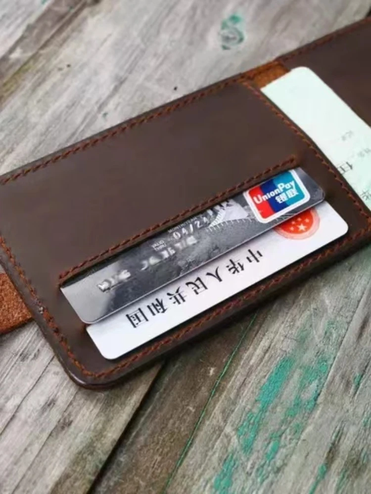 Handmade Custom Cowhide  Driver's License Cover Card case High Quality Leather Retro Personalized Multi-Functional Card Holder