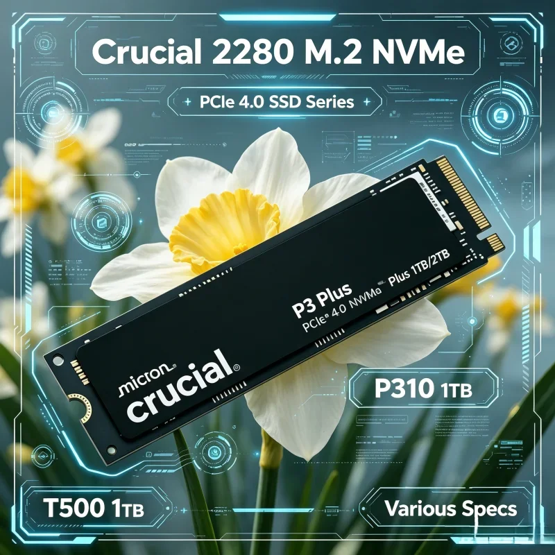 Unidad de Estado Sólido (SSD) M.2 NVMe PCIe 4.0 Serie 2280, Crucial P3 Plus 1TB/2TB, P310 1TB, T500 1TB, Unidades Internas, Varias Especificaciones, Paquete OEM