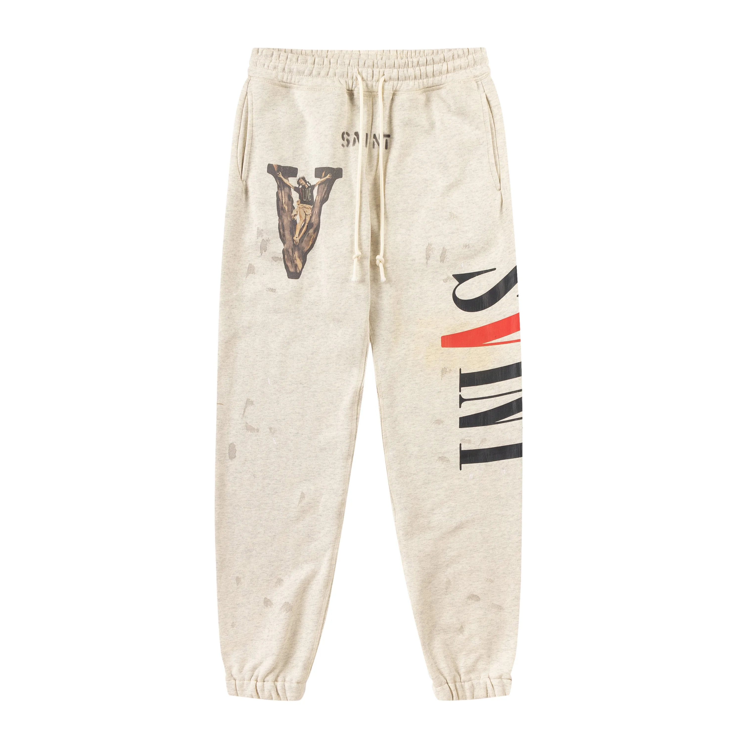 Saint Michael's collaboration vlone big V pattern print retro men's and women's casual sports pants