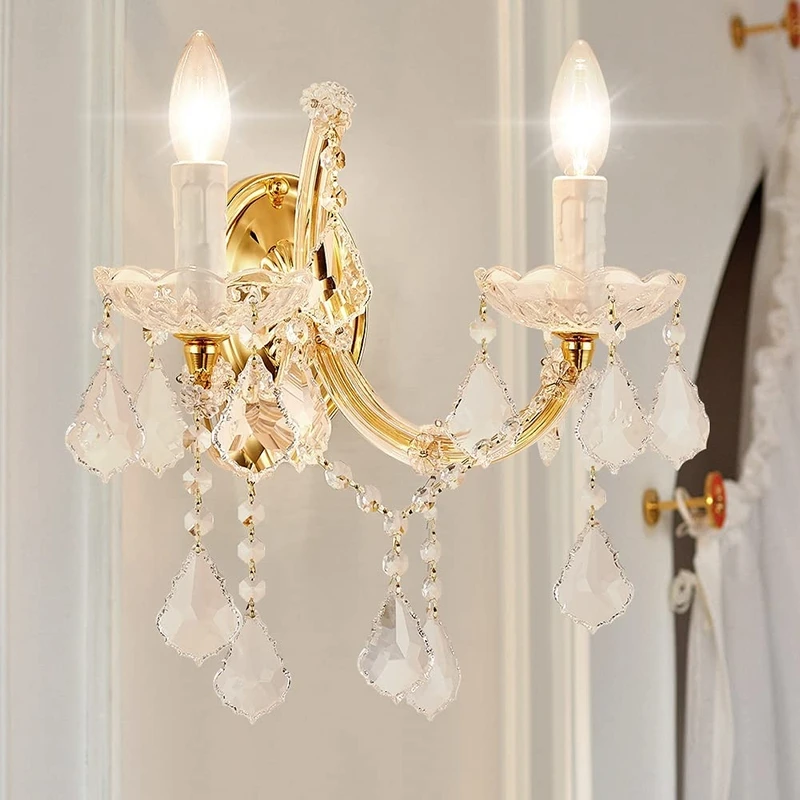 

Maria Theresa Crystal Wall Sconce Lighting Creative Design Bedroom LED Crystal Wall Lamp Bedside Home Modern Wall Light Fixture