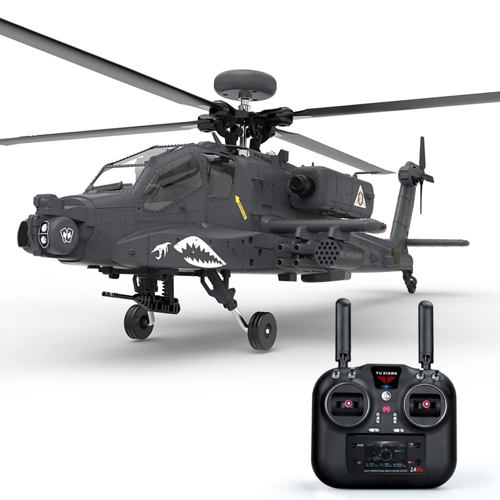 YXZNRC F11-S 1:32 AH-64 Apache escala 2,4G 6CH GPS mantenimiento de altitud posicionamiento de flujo óptico 5,8G FPV cámara RC helicóptero RTF