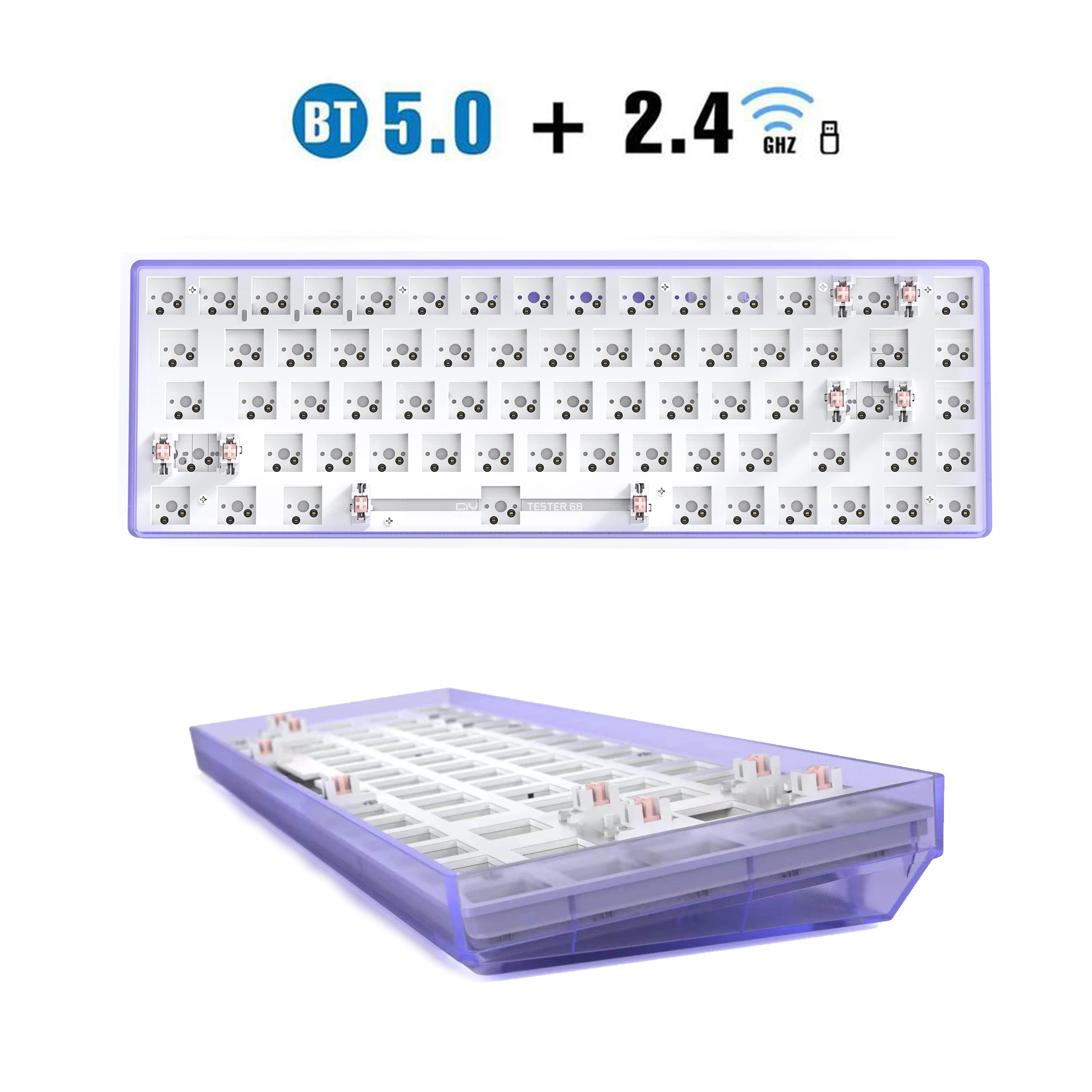 Top DIY Hot Swap Mechanical Keyboard Kit Wireless Bluetooth 2.4G 2 Mode Gamer 60% Keyboard For 3Pin/5Pin Switch