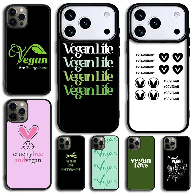 Coque de téléphone Love, sans cruauté envers les animaux et végane, pour iPhone 14 Pro Max 15 13 12 16 17 Pro 11, en silicone antichoc, décorative