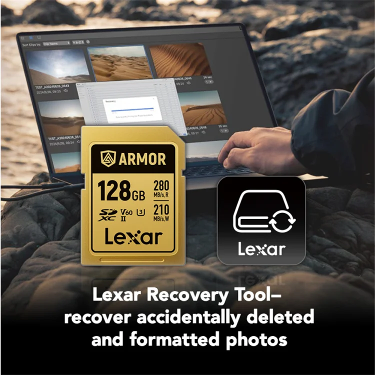 Lexar V60 SDXC UHS-II Card Stainless-Steel 6K Video Card for Camera 128GB 256GB Max 280Mb/s ARMOR GOLD Storage SD Card Original