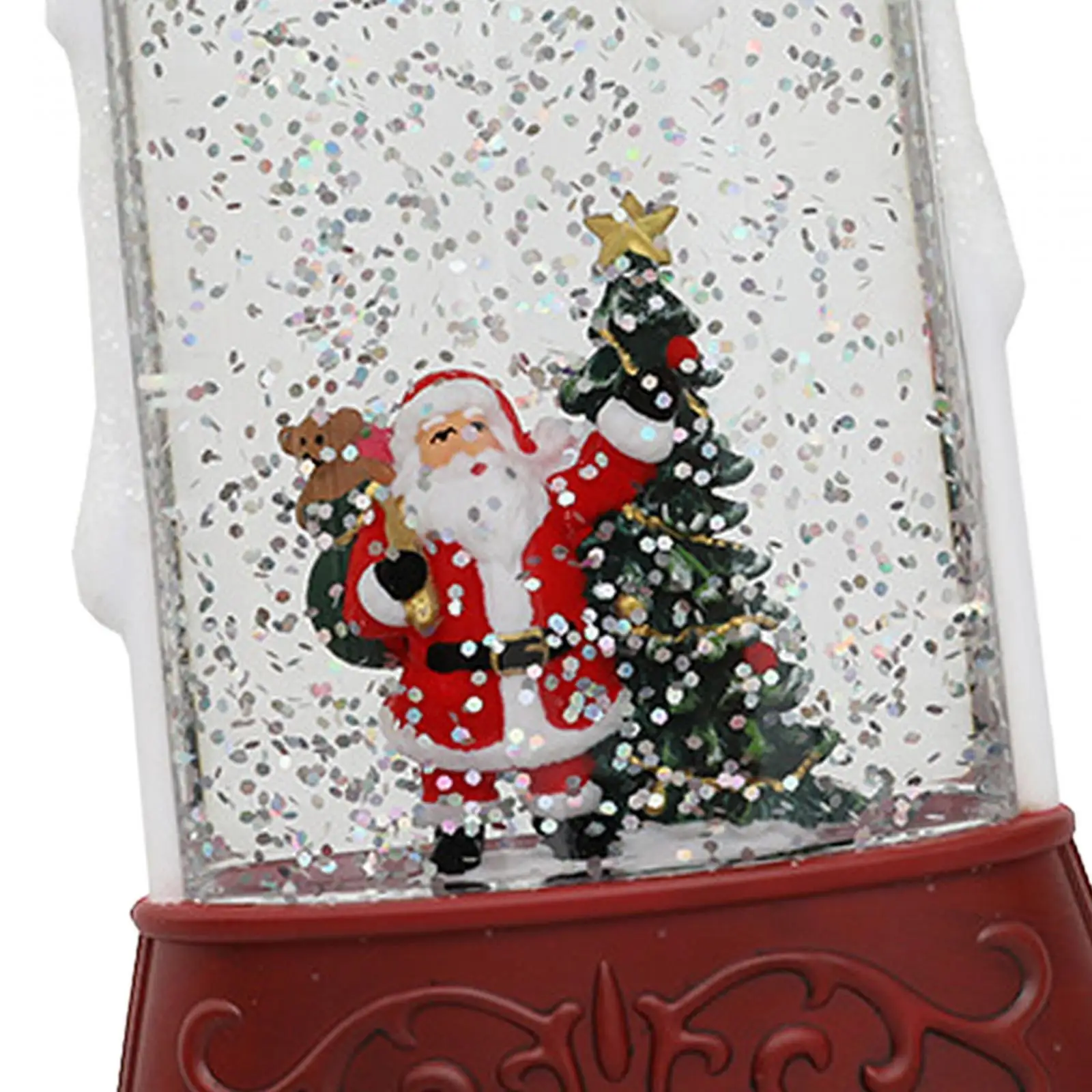 Rechargeable LED Christmas Candle with Snow Scene Glittering Effect for Holiday Window Table Decor and Festive Party Supplies