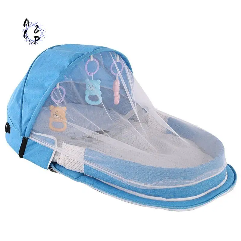 A68P-Babybed Opvouwbare Draagbare Babybedje Met Net En Luifel Nest Babybed Voor Camping Babybed Wieg Voor baby