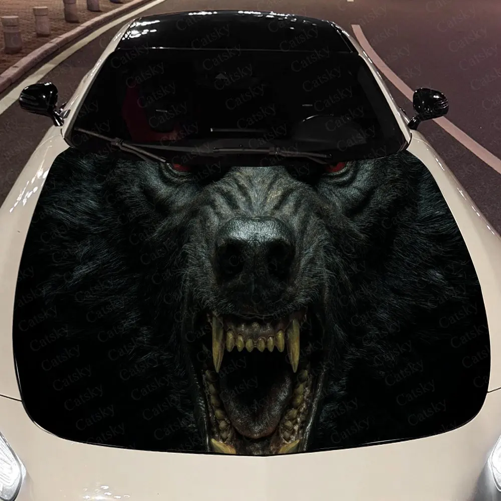 Angry Werewolf Auto Cover Sticker, Waterproof and Self-adhesive Auto Hood Decal, Auto Vinyl Wraps, Cool Car Exterior Decal, Holi
