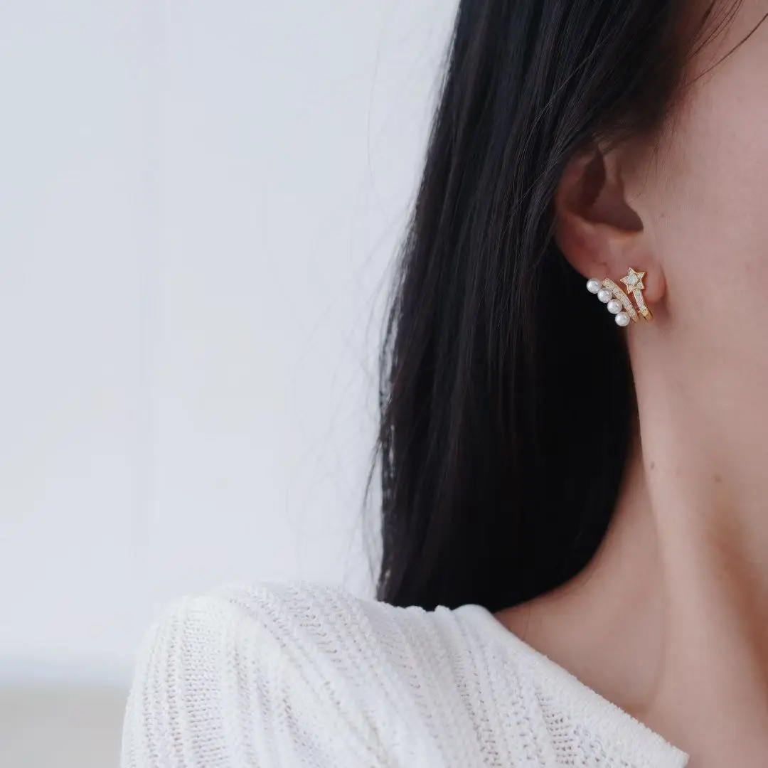 S925 Sterling Silver Earrings Base Findings Mountings Jewelry Mounts Fittings Accessories for 3-4mm Pearls 3 pairs/lot