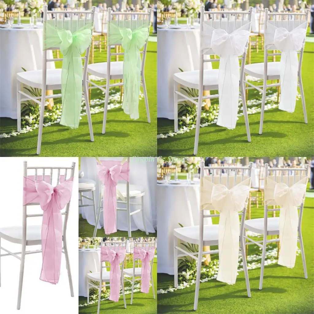 

X90F Wedding Chair Decoration Sash Bows Chair Bowknot in Polyester Effortlessly Setups for Anniversaries and Engagements