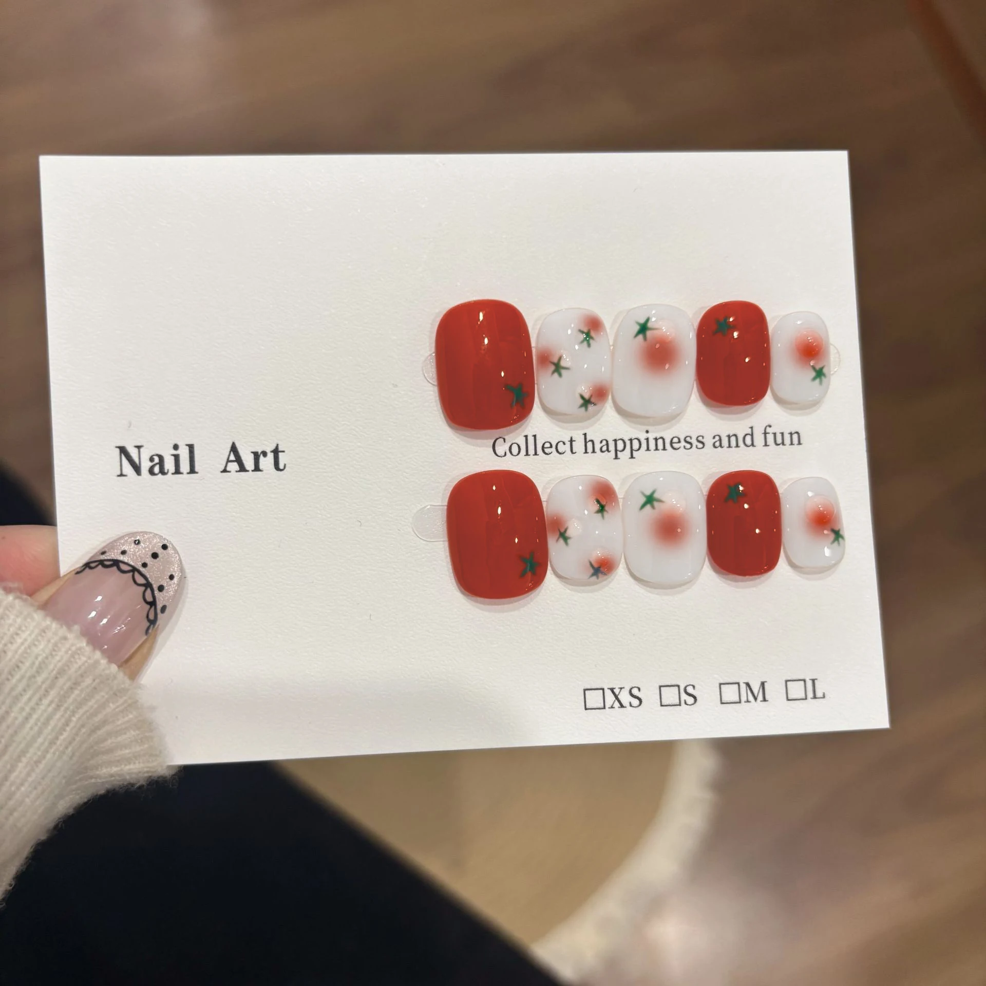 10Pcs/Set Press On Acyrlic Ice Cat's Eye Handmade Fake Nails Short/Medium Almond Marble Gradient Decor Nude French Nails