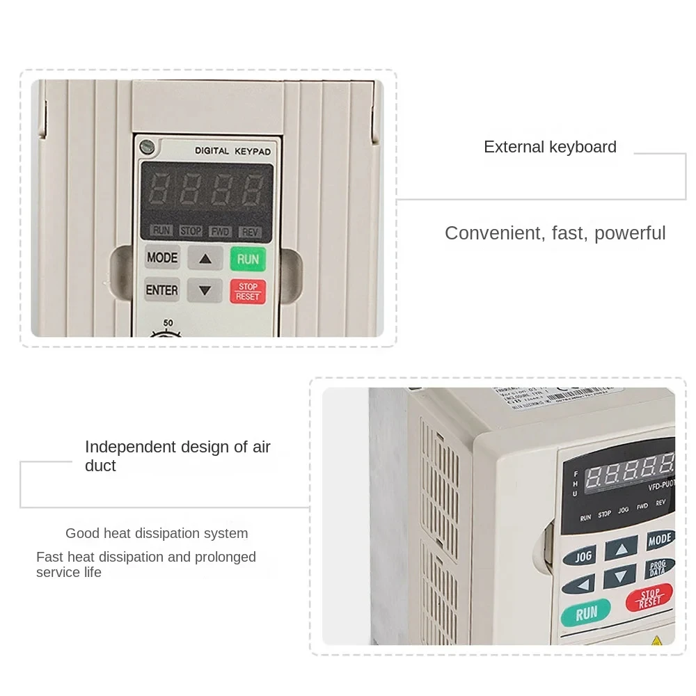 China original 1hp 2hp Inverter VFD 3 phase 380V 0.75kw 1.5kw 2.2kw 3.7kw 5.5kw 7.5kw Delta Frequency Inverter