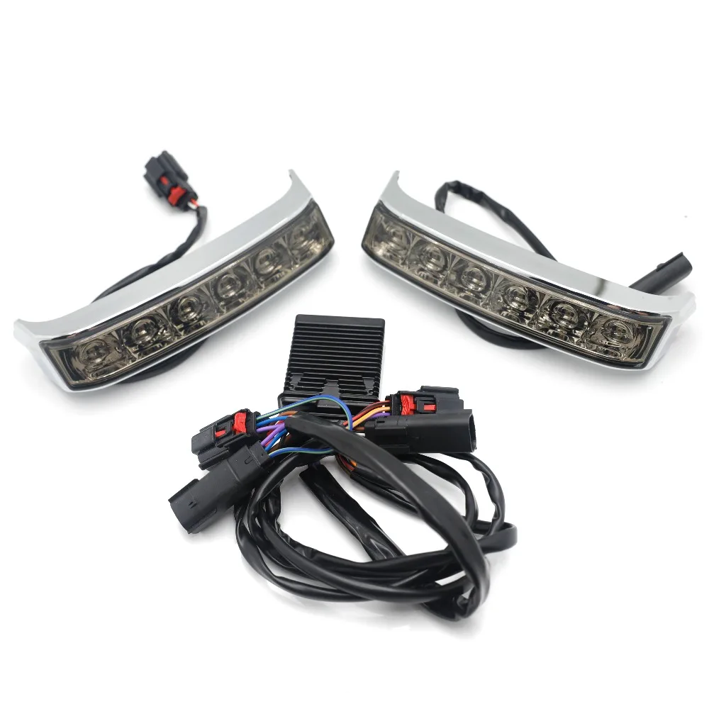 

LED Motorcycle Saddlebag Run Brake Turn Signal Light Lens Lamp Kit for Harley Touring 2014-later FLHR except 24-later FLHX/FLTRX