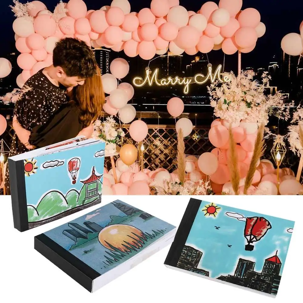 Naszyjnik z ukrytym pierścionkiem Wyznanie Komiks FlipBook Kreatywne trendy Romantyczna książka do ręcznego przewracania Kreskówka Flippist FlipBook