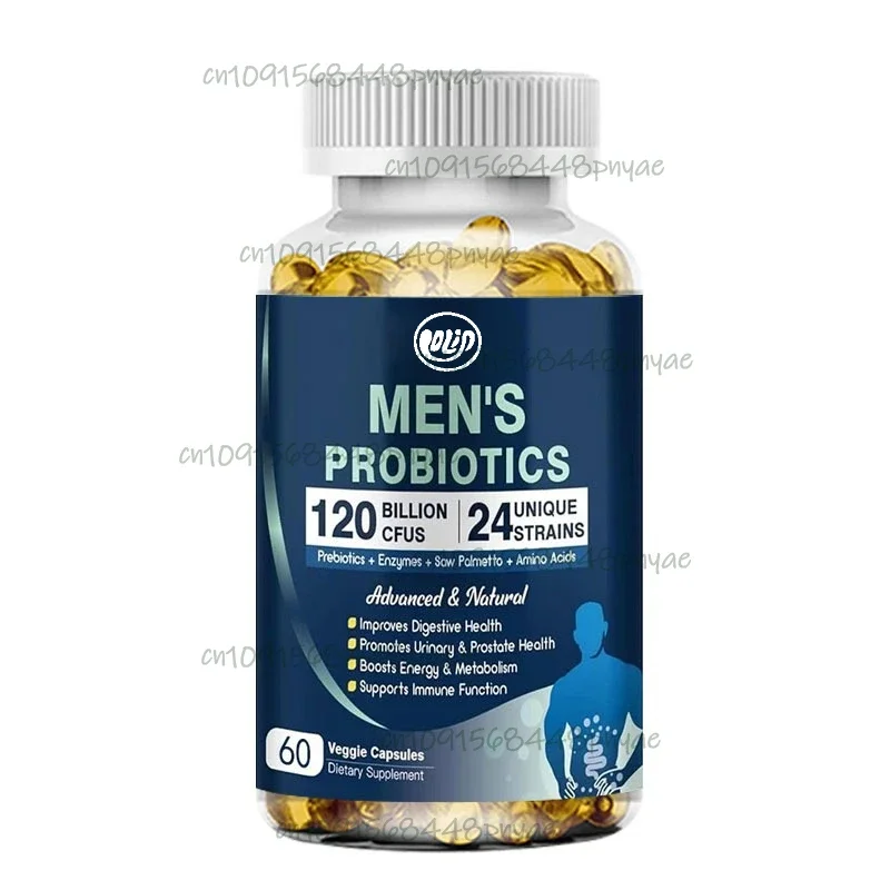 Men's Probiotics for Digestive Health 60 Capsules Containing Digestive Enzymes, Prebiotics, Saw Palm and Cranberry