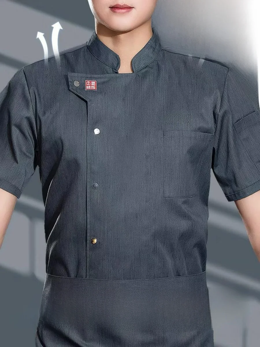 

Мужская дышащая рабочая форма с коротким рукавом из тонкой хлопковой смесовой ткани, влагоотводящая, для школы и работы, летняя рабочая одежда