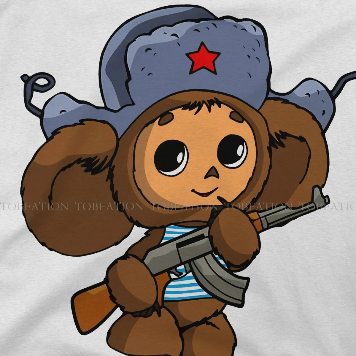 Cheburashka Lovely Protection Tshirt Vintage Punk Men\'s Tshirts Tops Oversized Cotton Crewneck T Shirt