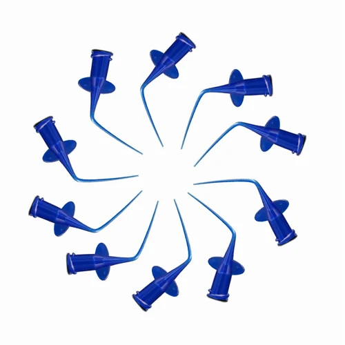 Imagen 1 del producto Puntas de jeringa de plástico desechables para endodoncia, aguja de riego Lateral, diámetro de 0,25mm, azul/blanco, 5/10/50/100 piezas