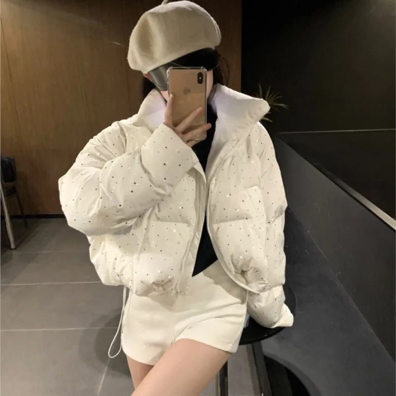 Women Autumn Winter Puffer Jacket 2024 New Short Parkas Coat Korean Fashion Stand Collar Bread Jacket Solid Outerwear