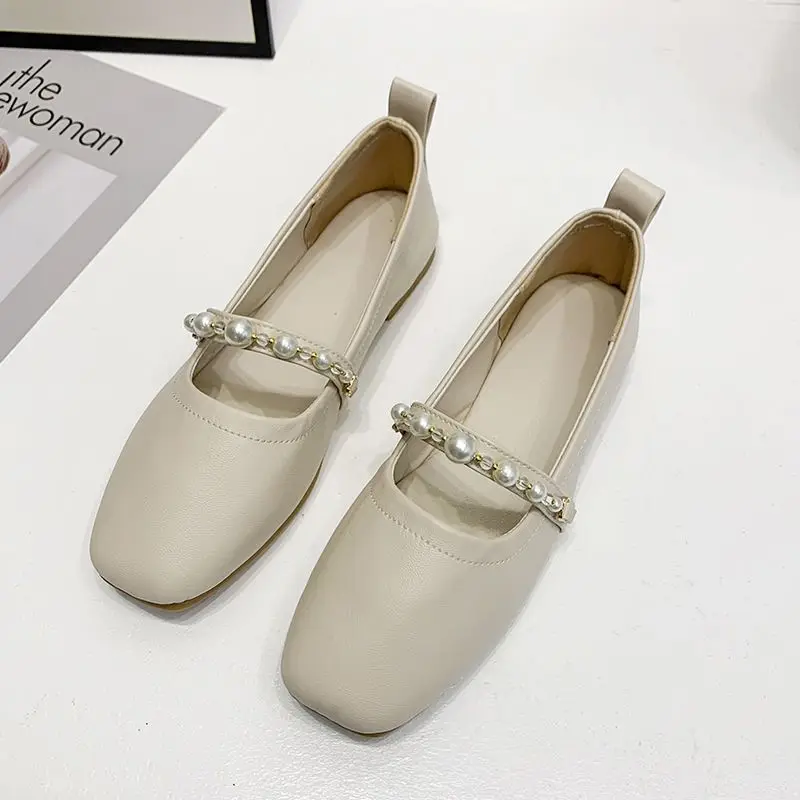 Letnie obuwie damskie Mary Jane Buty dla kobiet 2024 Japoński styl Lolita Mokasyny Square Toe Flat Pearl Gothic Flats Casual