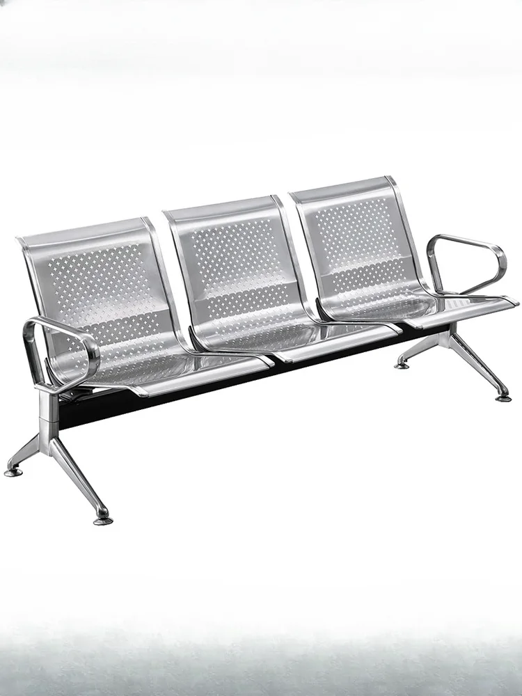 Three-person stainless steel airport row chair bank hall station chair 3-person one-piece backrest