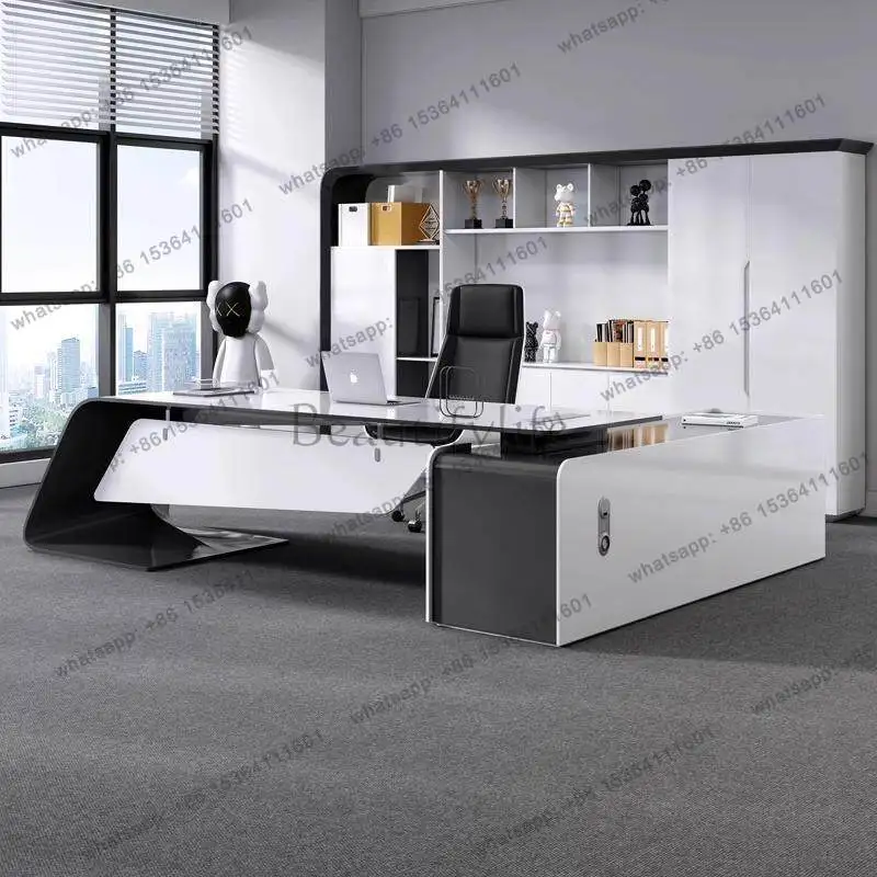 LJY Modern Design Office Desk Luxury Minimalist Aesthetic Nordic Large Office Desk Crafts Executive Ufficio Commercial Furniture