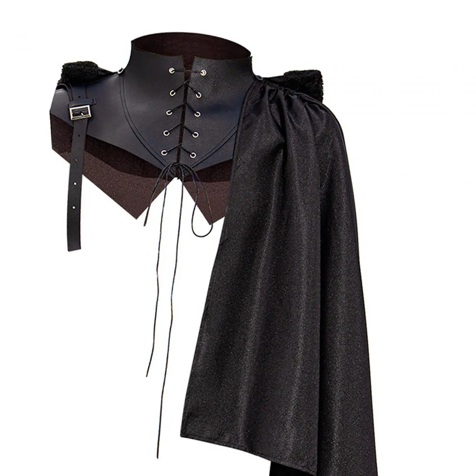 Scialle a manica singola Cosplay Costume nero cavaliere mantello armatura per giochi di ruolo uomini pirata rievocazione storica