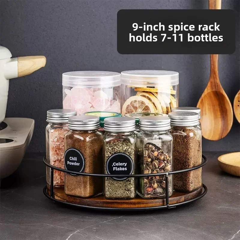 Acacia 360 Degree Turntable 12.5 Inch Kitchen Organizer Rotating Spice Rack Lazy Susan for Cabinet Pantry Counter Top Farmhouse
