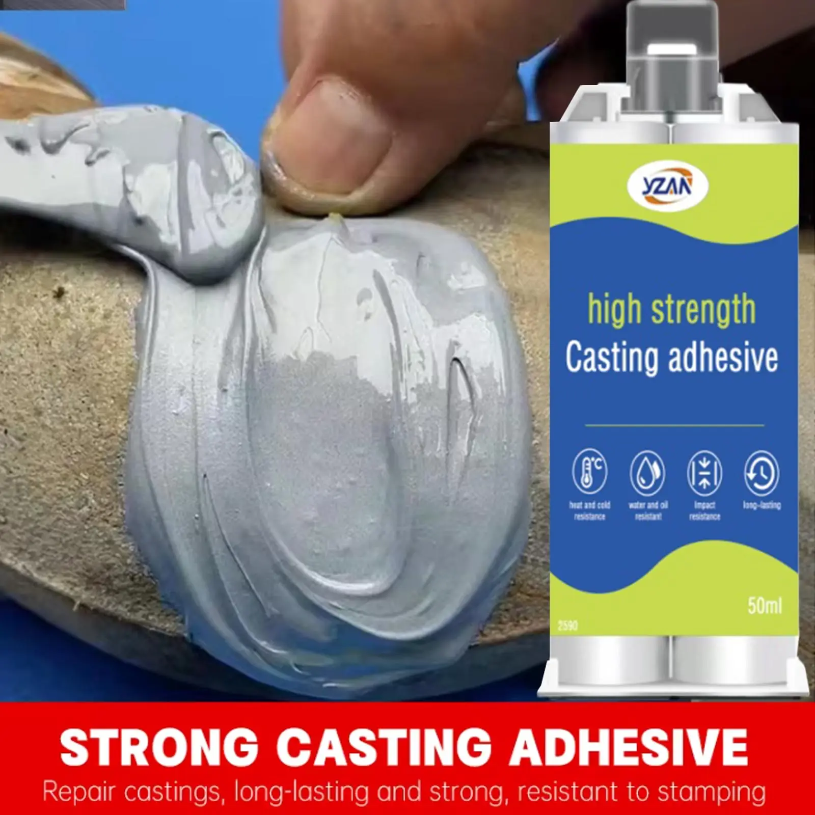 

50 мл сверхпрочный клей для холодной сварки Улучшенный клей для ремонта металла Термостойкий клей для холодной сварки Пластик для ремонта Литьевой клей AB Клей-герметик Включает инструменты для смешивания.