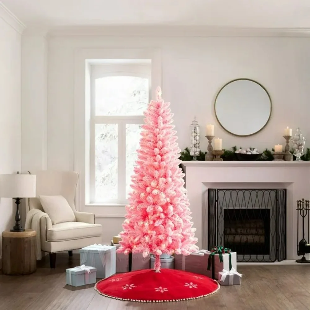 وقت العطلة 6.5 بوصة كامبريدج مضاءة مسبقًا شجرة صنوبر وردية متدفقة وقت العطلة 6.5 بوصة شجرة كامبريدج الصنوبر الوردية المضاءة مسبقًا، #2