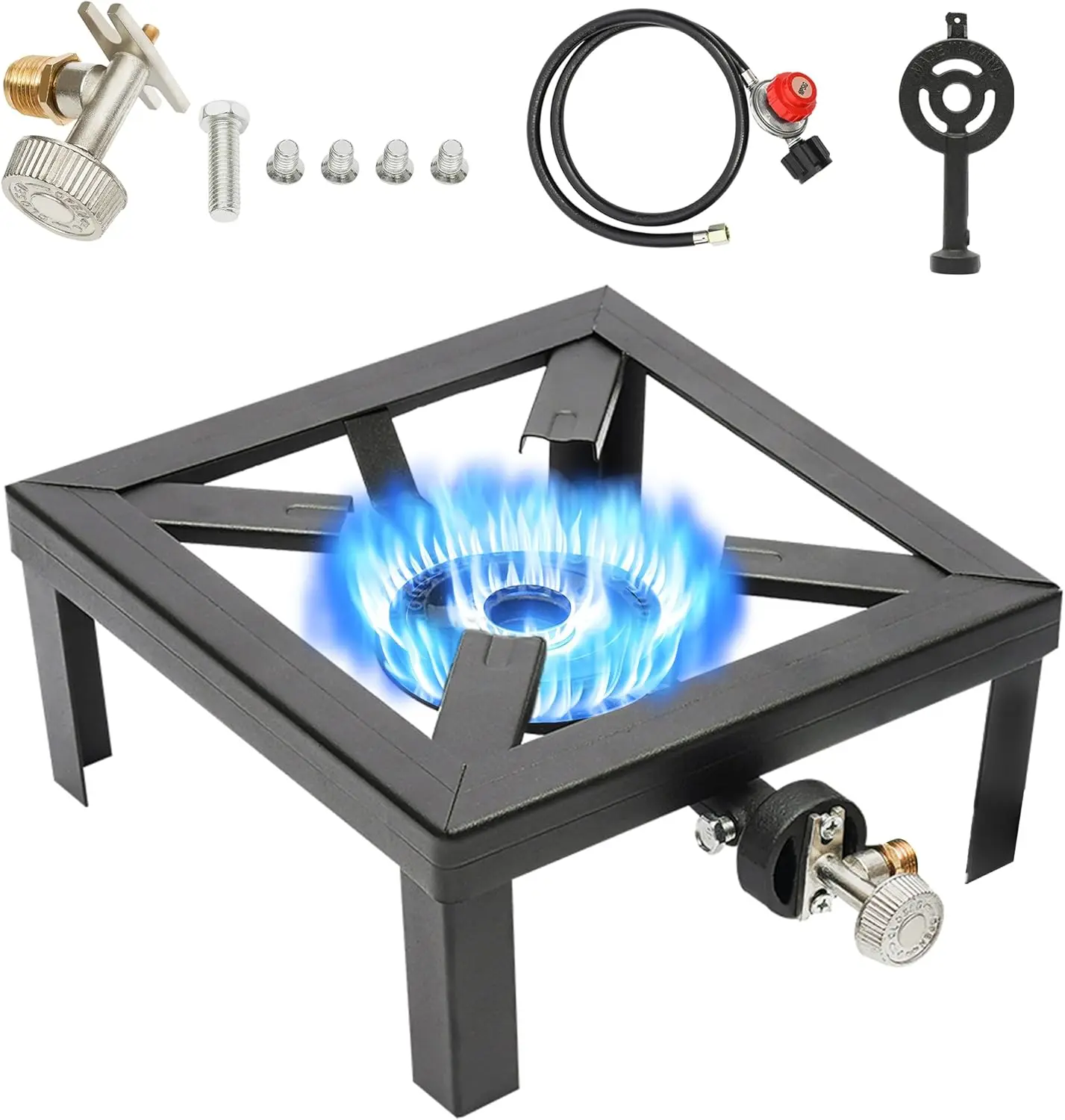 

100,000 BTU Propane Burner - Cast-Iron Stove, CSA-Approved, Portable Outdoor Cooker for Camping & Cooking