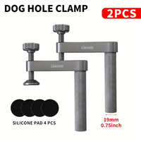 2PCS Workbench Dog Hole Clamp Set With Anti-Slip Pad Woodworking Desktop Fixed Clip Aluminum Alloy Quick Acting Hold Down Clamp