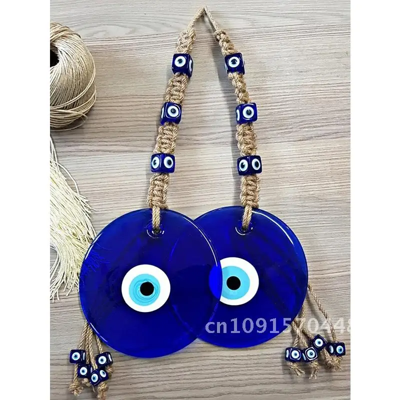 Lucky Eye Glass Blue Turkish Evil Eye Pendant Multi Color Bead Handmade Wall Hanging  Decoration for Home Living Room Car Gift