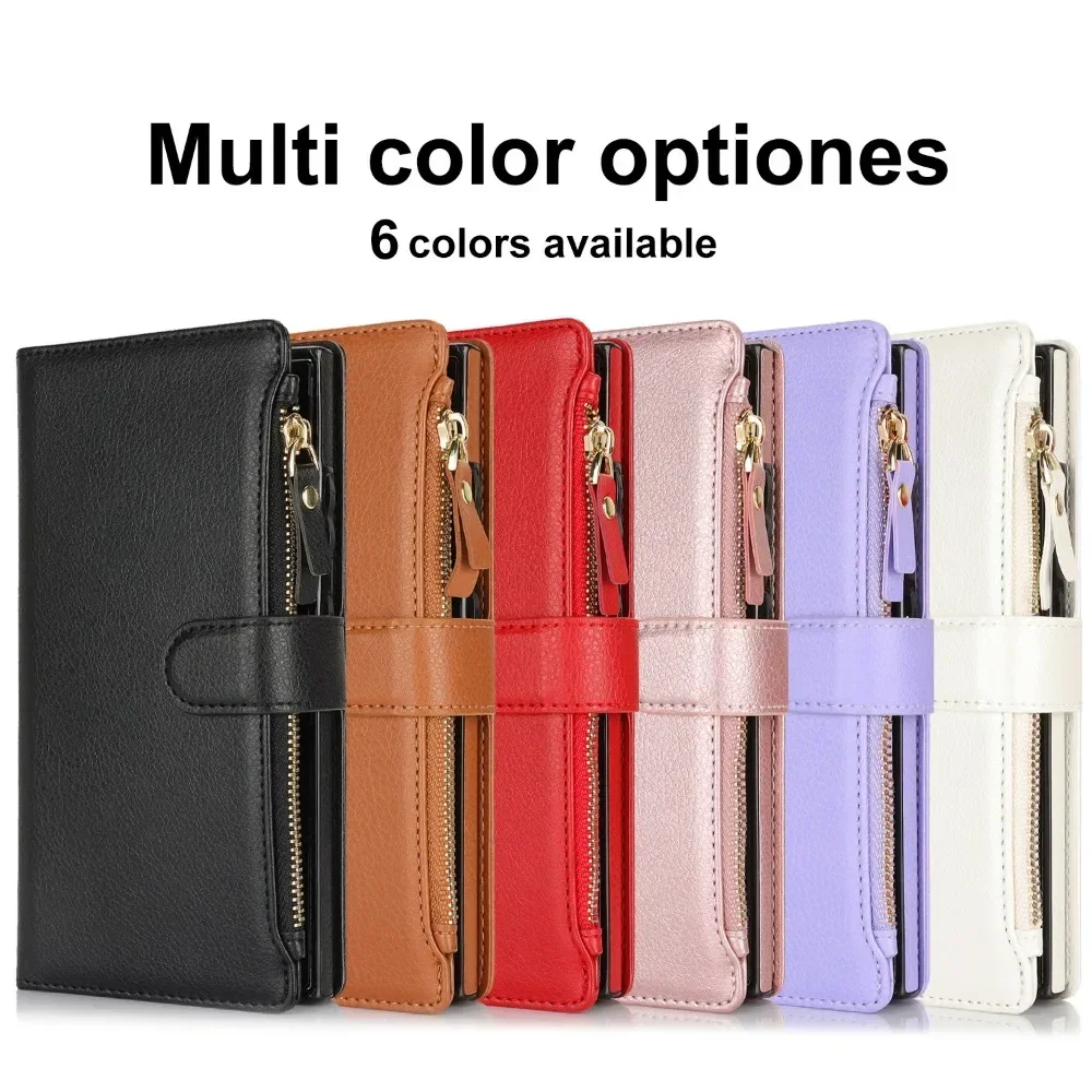 Zipper Wallet Card Holder Elastic Wrist Strap Phone Case For Samsung Galaxy S24 S22 Plus S23 S21 FE Note 20 Ultra Leather Cover