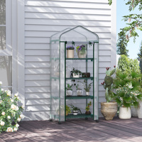 Utsunny small greenhouse with wheels 4-level transparent shelves