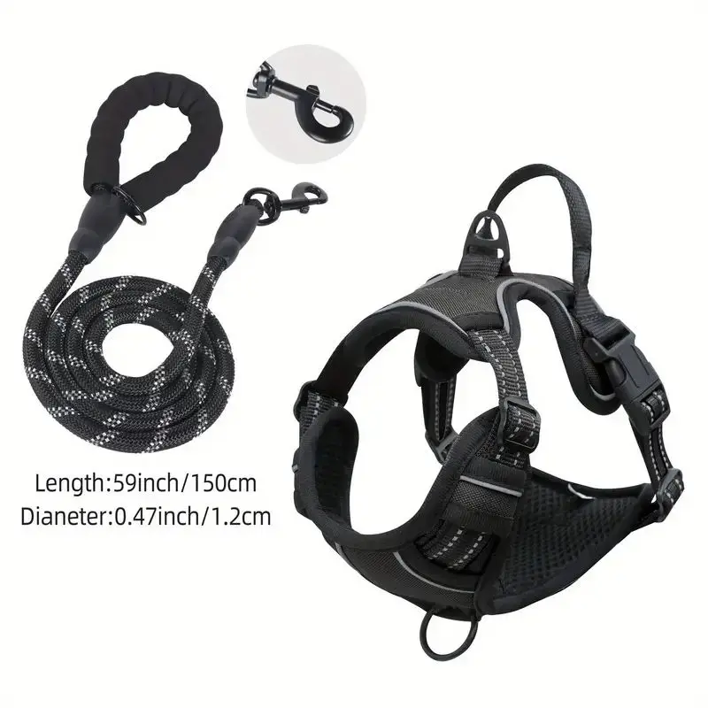 Service-Hundegeschirr-Frontclip, robust, reflektierend, einfacher Steuergriff für Spaziergänge mit großem Hund, einfach zu steuern für kleine und mittelgroße Hunde – Detail 7