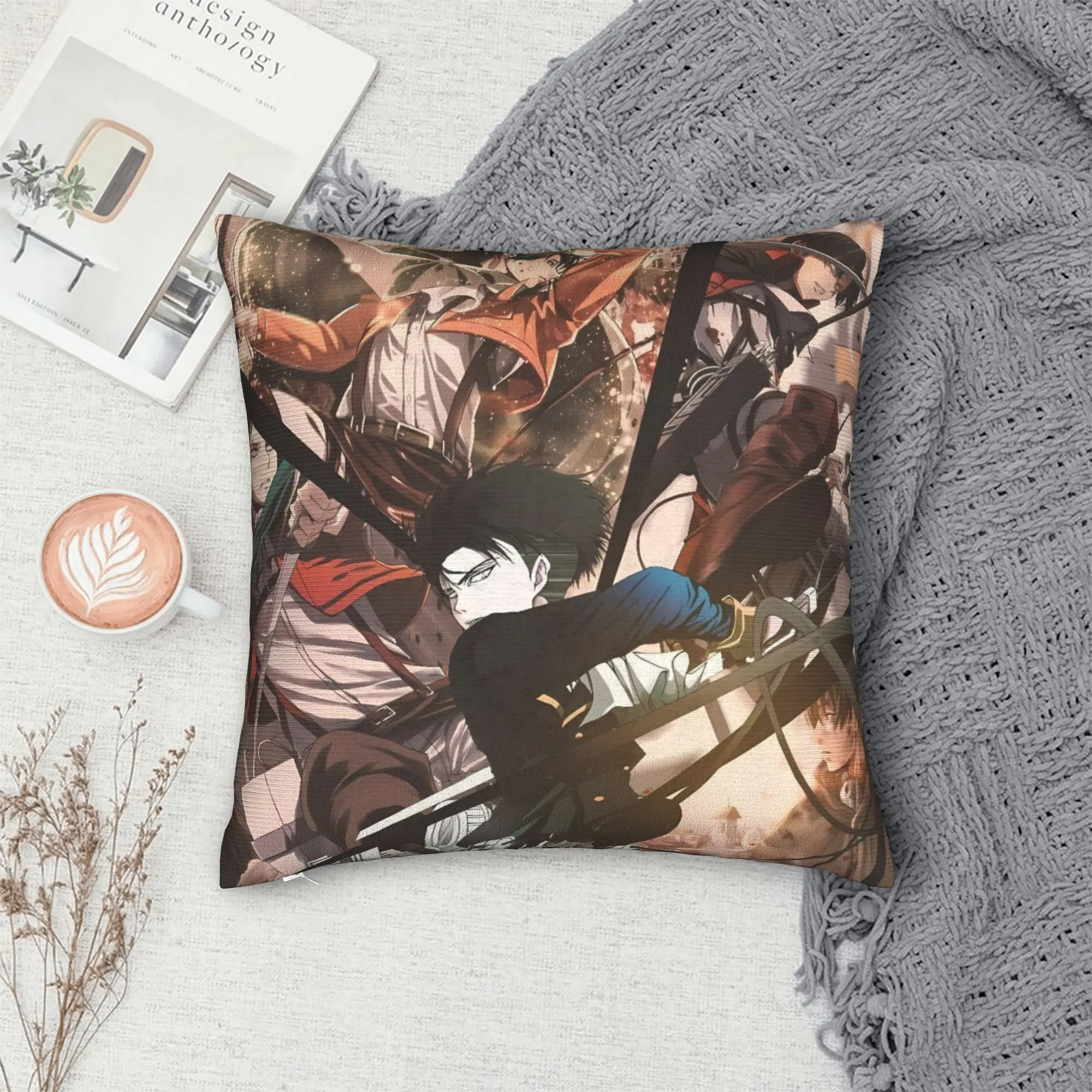 Attacks on Titans Pillow Cover  Cute Funny Pillow Case For Living Room Sofa Comfy Cushion Cover Gift