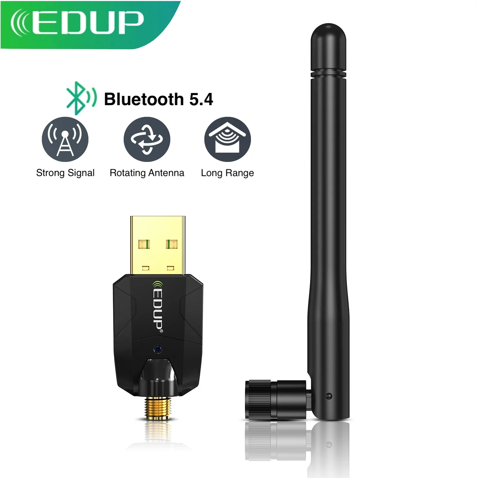 EDUP USB Bluetooth 5.4 Adapter 100M for PC Wireless Keyboard Mouse Speakers Music Audio Receiver Transmitter Bluetooth EDR BLE