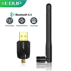 EDUP-Adaptador USB Bluetooth 5.4 para PC, dispositivo inalámbrico con teclado, ratón, altavoces, receptor de Audio y música, transmisor, EDR BLE, 100M