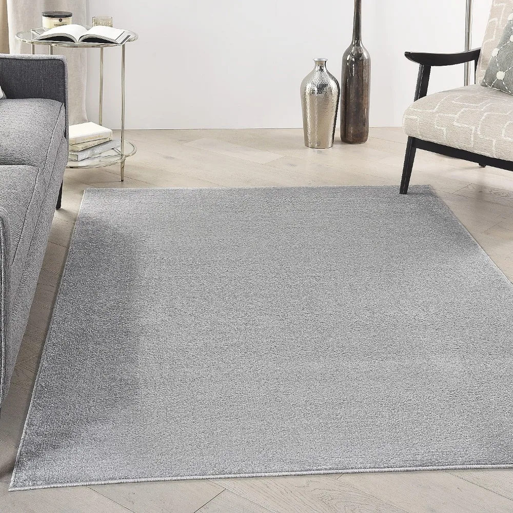 Essentials Indoor/Outdoor Silver Grey 5' x 8' Area Rug, (5x8)