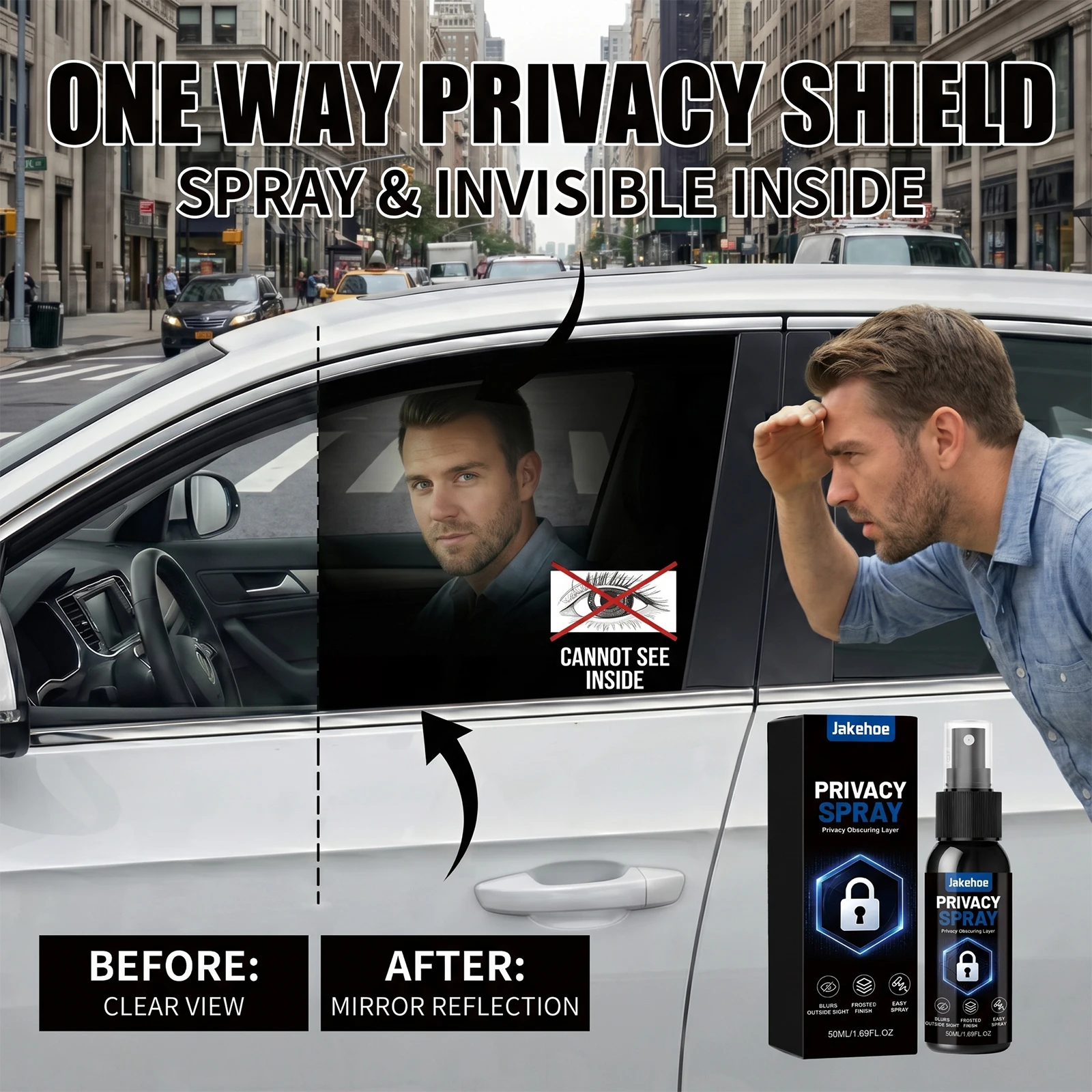 New one-way anti-peeping spray is suitable for car glass and home security, anti-peeping, and privacy protection purposes