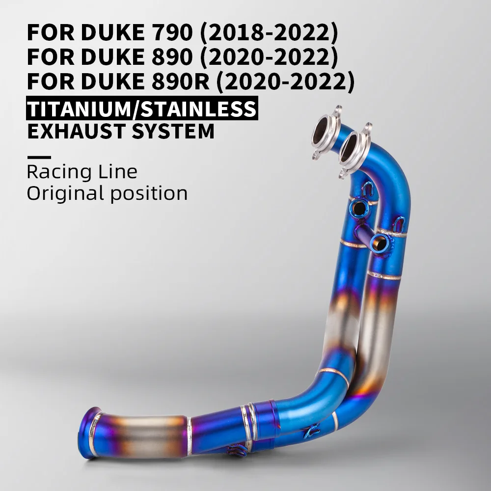 

Premium Moto Titanium Alloy Front End Exhaust For DUKE790 DUKE890 890R Slip On Link Pipe 2018-2022