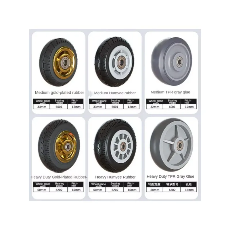 1 Pc Packing 5 Inch Rubber Medium Caster Gold-plated /humvee/ Tpr Silent Wheel Universal Trolley Industrial Trailer Single