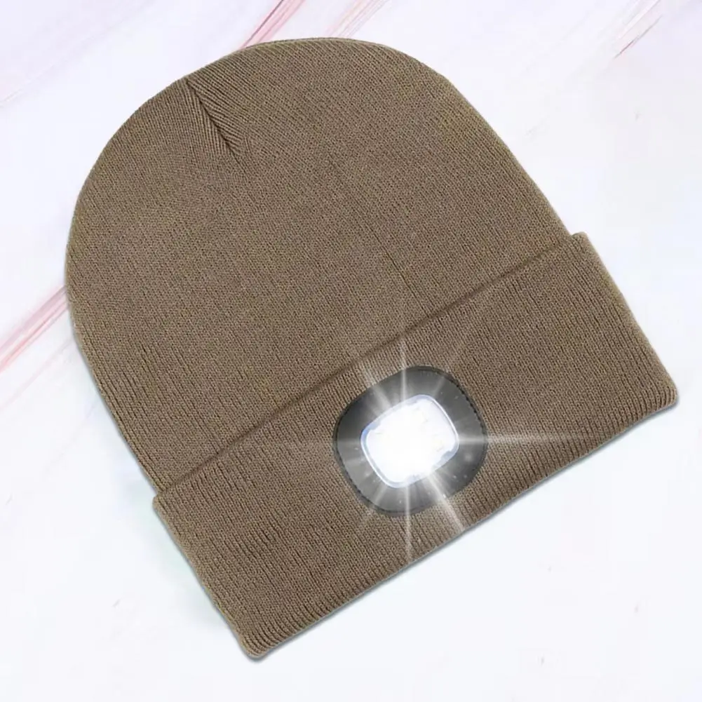 Warm Beanie Hat Usb Rechargeable Led Knitted Beanie Hat for Women Winter Warm Windproof Brimless Hat with Built-in for Outdoor