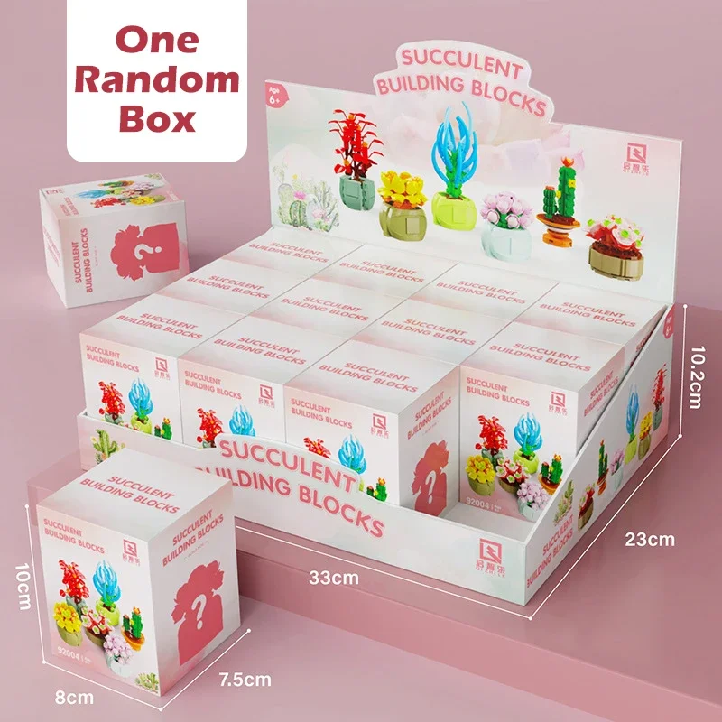 กล่องตาบอด Building Blocks ประกอบดอกไม้ Succulents พืชกระถางอิฐต้นไม้เครื่องประดับของเล่นเพื่อการศึกษาเด็กเด็กของขวัญ