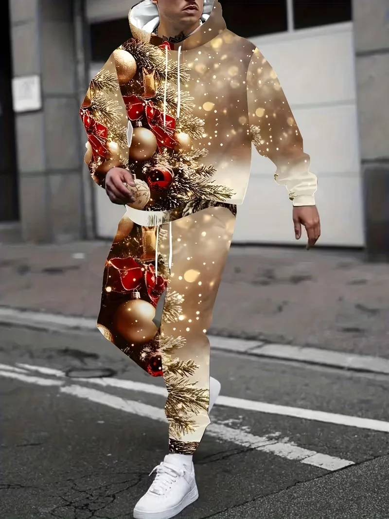 

Christmas Santa Claus Autumn Winter 3D Printed Hoodie Suit Men Sweatshirts Sweatpants Two Piece Tracksuit Set jogging Clothing