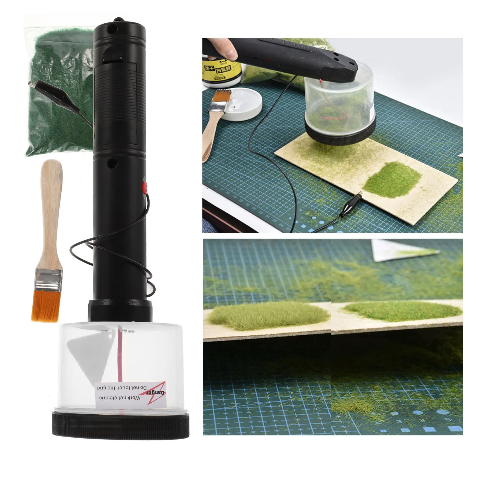 

Набор для нанесения статической травы: электростатический флокировочный аппарат с прочным АБС-корпусом и двойной сеткой для моделирования и DIY-проектов