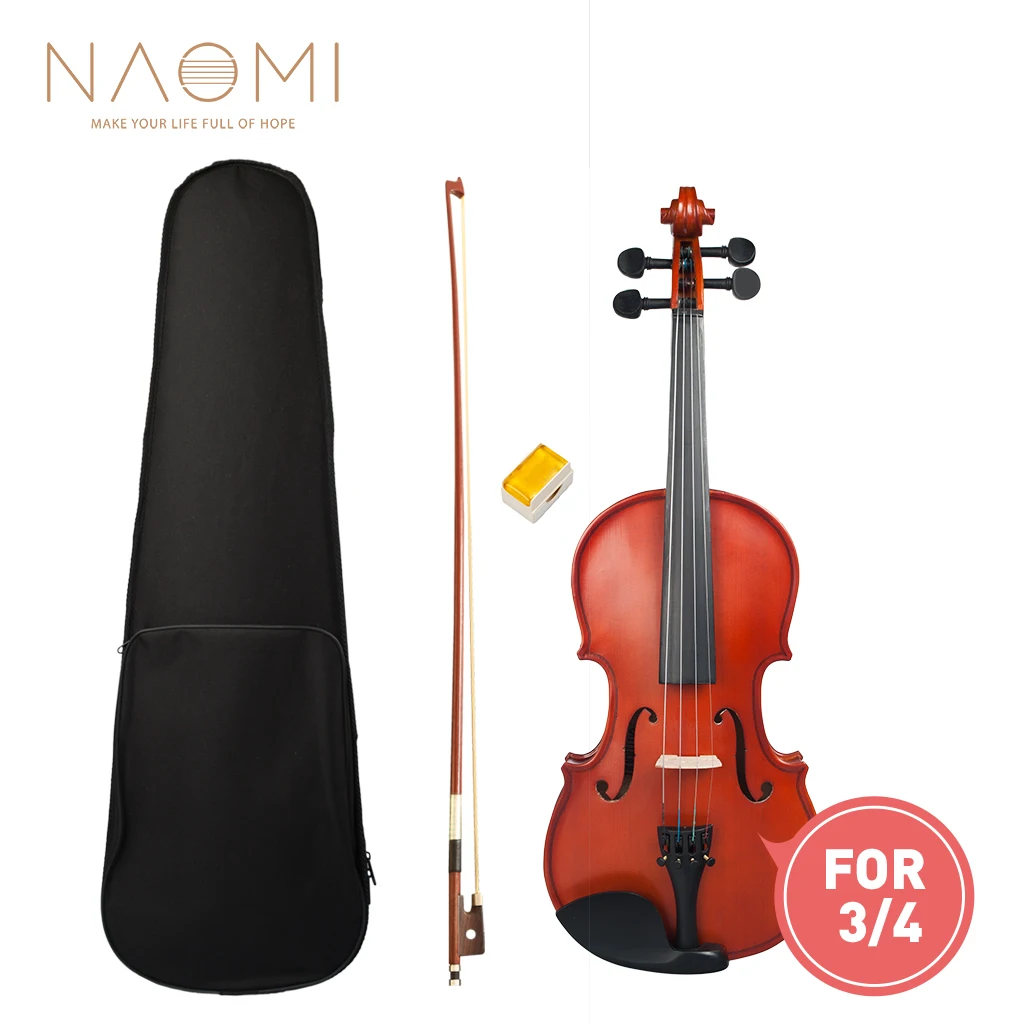 

NAOMI 3/4 Violin Matte Student Violin W/Case+Bow+Rosin Set For Biginner Violin Learner