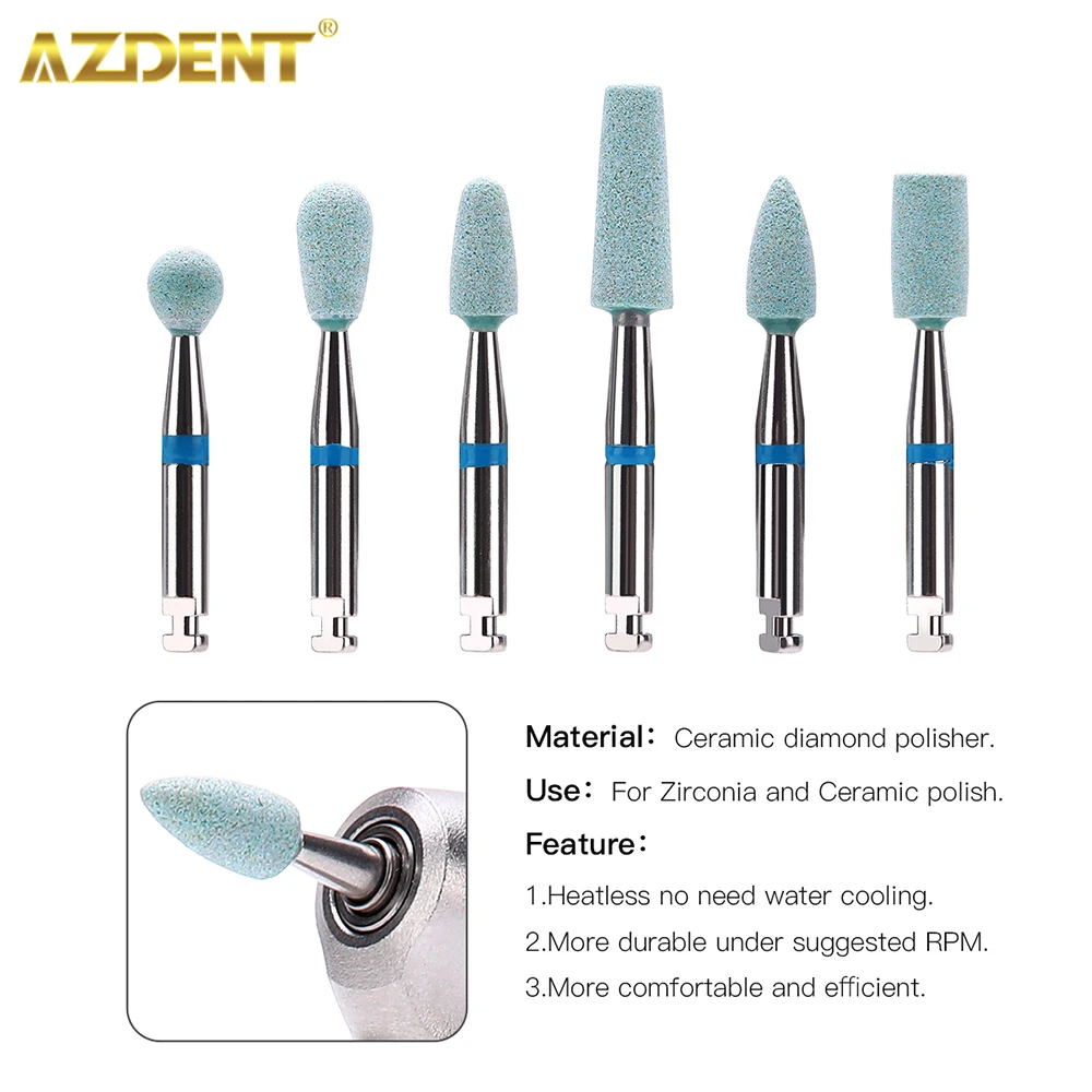 AZDENT Dental ceramiczna szlifierka diamentowa głowica polerska polerka cyrkonia porcelana gruba do RA 2.35mm rękojeść o niskiej prędkości